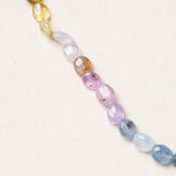 Multi Colored Soft Sapphire Necklace with Silver & 14K Gold Pave Diamond Clasp
