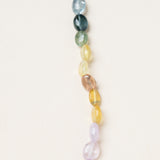 Multi Colored Soft Sapphire Necklace with Silver & 14K Gold Pave Diamond Clasp