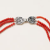 Tiny Coral Ball Necklace w/ Silver Indian Clasp