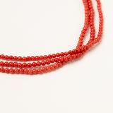 Tiny Coral Ball Necklace w/ Silver Indian Clasp
