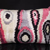 Ikat Velvet French Rose Lumbar Pillow