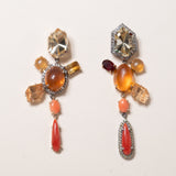 Topaz, Coral, Citrine & Opal Earrings