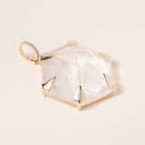 Quartz Crystal with Pave Diamonds, 14k Gold Pendant