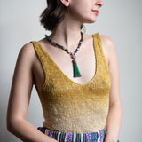 Emerald and Diamond Lotus Tassel Pendant