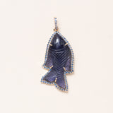 Carved Iolite Fish Pendant