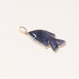 Carved Iolite Fish Pendant