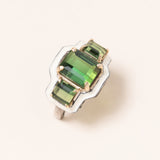 Green Tourmaline & Ivory Enamel Ring
