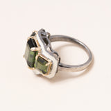 Green Tourmaline & Ivory Enamel Ring