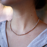 Dusty Rose Seed Pearl Necklace with Silver/Gold Diamond Pave Clasp