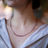 Malaya Garnet Necklace with Silver Pave Diamond Clasp