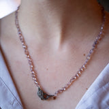 Malaya Garnet Necklace with Silver Pave Diamond Clasp
