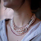 Malaya Garnet Necklace with Silver Pave Diamond Clasp