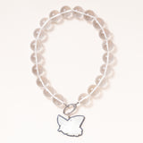 Round Crystal Ball with Silver & Diamond Clasp