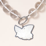 Hand Carved Mother of Pearl Pendant with Pavé Sapphire & Diamonds