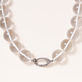Round Crystal Ball with Silver & Diamond Clasp