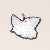 Hand Carved Mother of Pearl Pendant with Pavé Sapphire & Diamonds