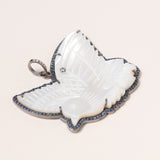 Hand Carved Mother of Pearl Pendant with Pavé Sapphire & Diamonds