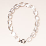 Oval Crystal Bead Chain with Double Sided Silver & Diamond Pave Clasp