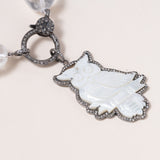 Mother of Pearl Owl Pendant with Diamond Pave