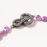 Honeycomb Shaped Star Ruby Necklace with Silver, Diamond & Ruby Snake Clasp
