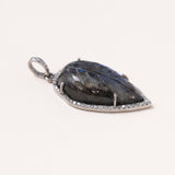 Carved Leaf Labradorite Drop Pendant