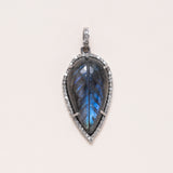 Carved Leaf Labradorite Drop Pendant