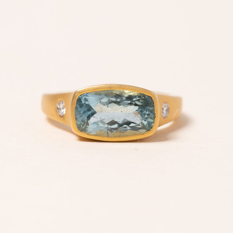 Aquamarine in Gold Ring