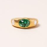 Emerald and Polki Diamond Ring