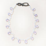 Round Moonstone & Lavender Quartz drop Necklace with Infinity Silver & Diamond Clasp
