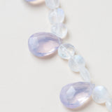 Round Moonstone & Lavender Quartz drop Necklace with Infinity Silver & Diamond Clasp