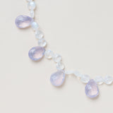 Round Moonstone & Lavender Quartz drop Necklace with Infinity Silver & Diamond Clasp