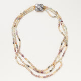 Natural Brown Zircon 3 Strand Necklace with Polki Diamond Clasp