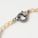 Natural Brown Zircon Necklace with Silver, Gold & Pave Diamond Clasp