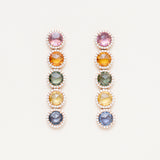 Multi Color Sapphire & Diamond Earrings