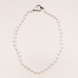 White Sweet Water Pearl Necklace with Diamond Pave Silver/Gold Clasp