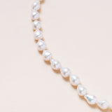 White Sweet Water Pearl Necklace with Diamond Pave Silver/Gold Clasp