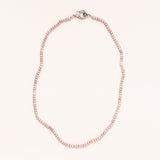Dusty Rose Seed Pearl Necklace with Silver/Gold Diamond Pave Clasp