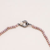 Dusty Rose Seed Pearl Necklace with Silver/Gold Diamond Pave Clasp