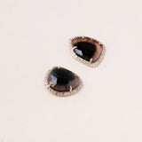 Organic Shaped Watermelon Tourmaline with Pave Diamond 14 K Gold Stud Earrings