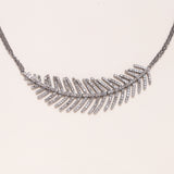 Diamond Pave Feather on Double Silver Chain Necklace