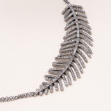 Diamond Pave Feather on Double Silver Chain Necklace