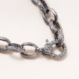 Silver Necklace w/ Diamond Pave Clasp and Chain Links