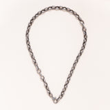 Silver Necklace w/ Diamond Pave Clasp and Chain Links