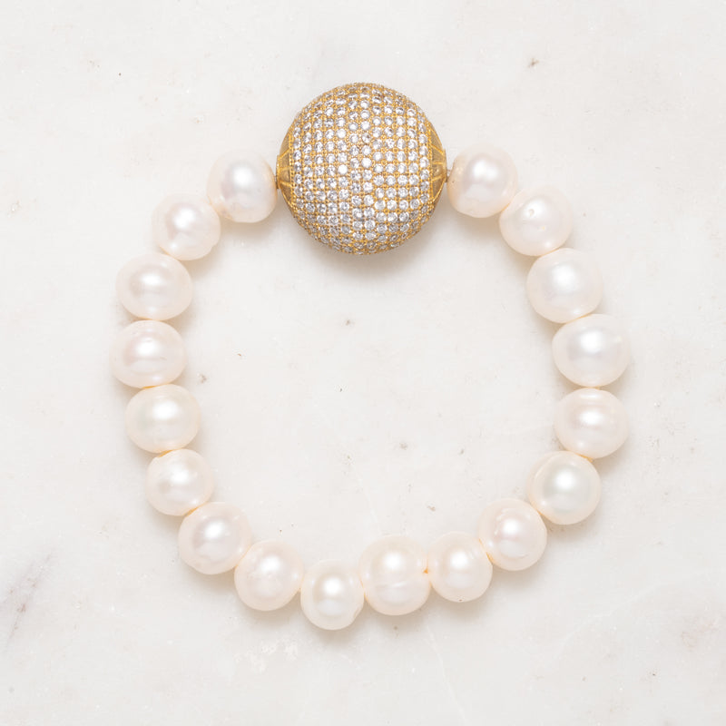 Pearls and CZ Diamonds Bloom Bracelet
