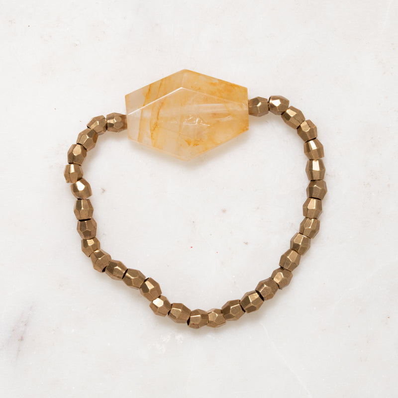 African Brass and Citrine Charm Bloom Bracelet