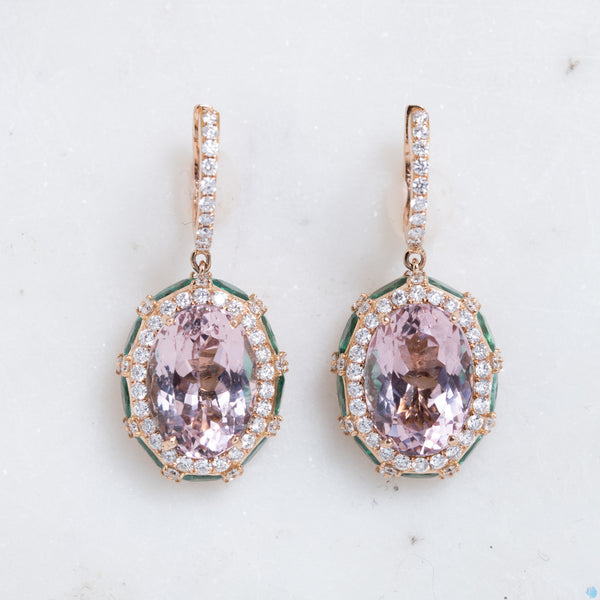 Morganite and Emerald Earrings