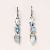 Brazilian Aquamarine, Silver, 14K Gold & Diamond Pave Earrings