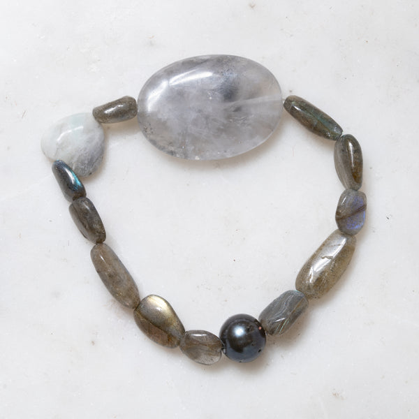 Labradorite and Pearl Bracelet
