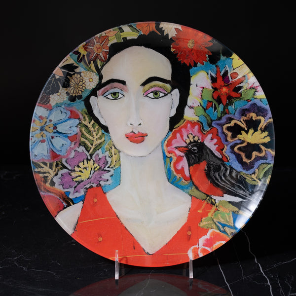 Robin Large Round Glass Plate