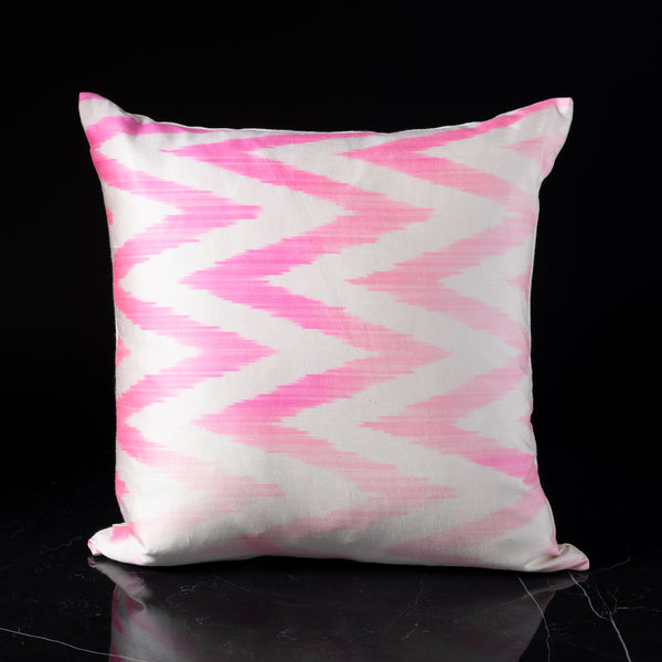 Ikat Silk Pink Chevron Pillow